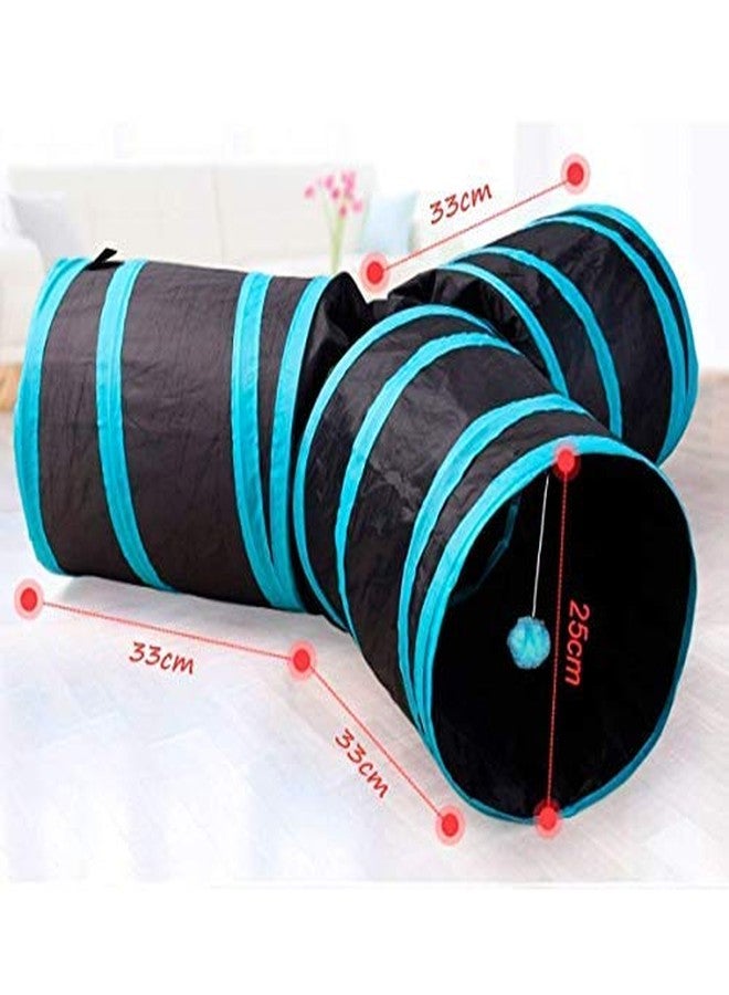 KittuPet نفق كيتو بيت المعدني ثلاثي الاتجاهات للقطط، لعبة قابلة للطي مع كرة للجراء والقطط الصغيرة والأرانب... - Image 2